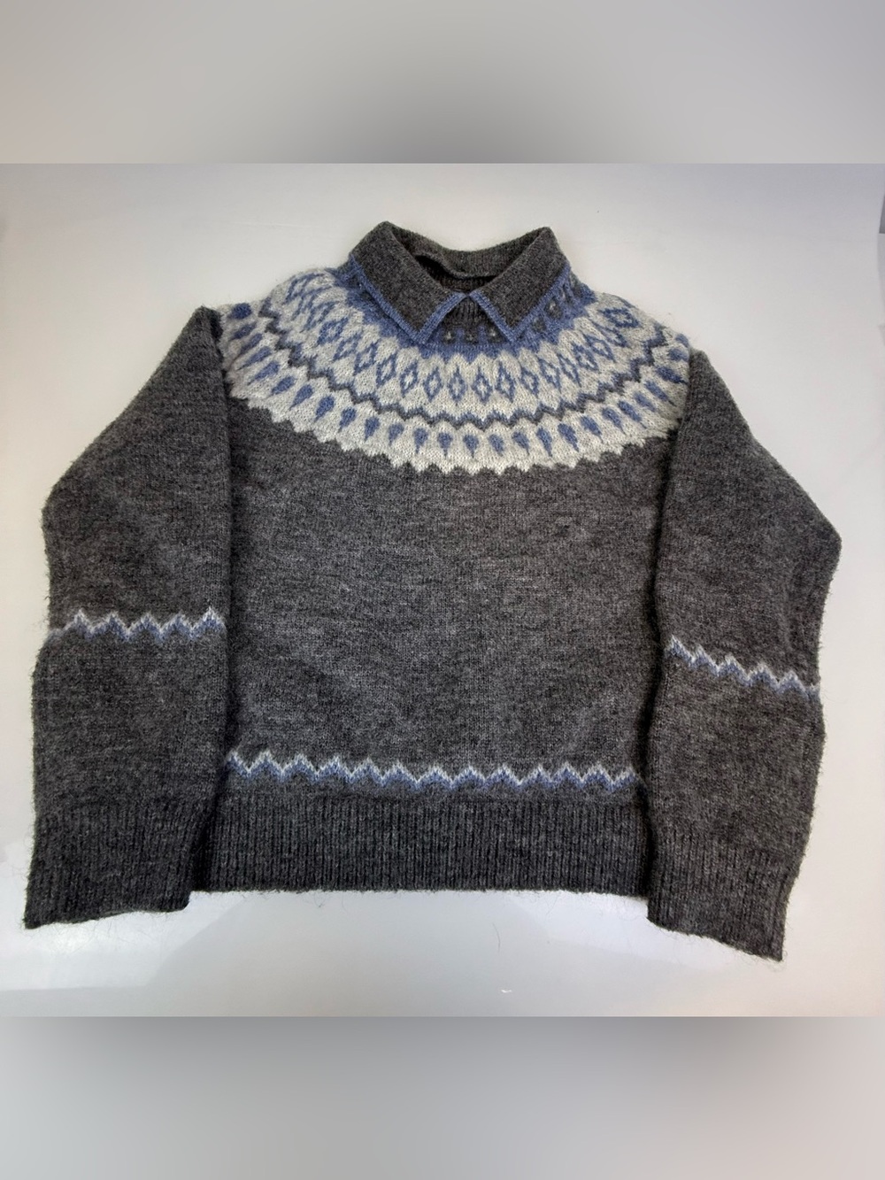 Augmap Grey Wool Knitted Collared Sweater J4-23